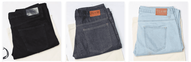 SLOW hemp jeans colors