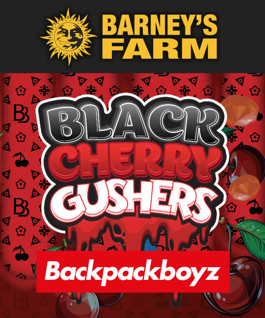 Barney's Farm Black Cherry Gushers Packaging